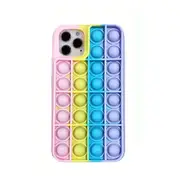 Pop Fidget Toys Push It Bubble Phone Case For iPhone 7 8 Plus X XR 11 12 Pro Max - Rainbow iPhone XR