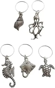 [Generic] 5pcs Ocean Charm Hair Jewelry for Men Women Braids, Sea Turtle Pendant Dreadlocks Decorations Rings Clip, Creative Style Braids Hair Cuffs Accessories Punk