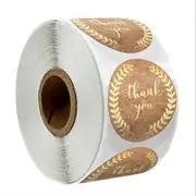 500 Pcs/roll Round thank you Sticker Wedding party Gift decoration Labels Envelope Seal Label Sticker Exquisite Natural Kraft sticker
