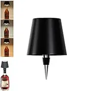 AvviKro Pridola Wireless Bottle Lamp, 3 Color Stepless Dimming, Rechargeable Touch Lamp, Outdoor Table Lamp, Bar Lamp (Black-RGBW)