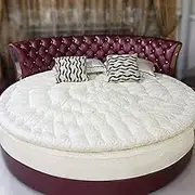 Round Mattress Topper - Breathable Extra Thick Mattress Pad, Quilted Comfort Pad with Solid Color Cover and 100% Cotton Fill Weight,White 5kg,D220cm(87inch)