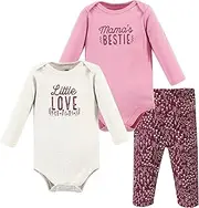 [HUDSON BABY] baby-girls Unisex Baby Cotton Bodysuit and Pant Set, Little Love Flowers, 9-12 Months, Little Love Flowers