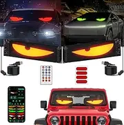 Sachie 2PCS Devil Eyes Light for Cars,Programmable LED Eyes for Car,4.3in x 19.3in,Flex LED Display for Car, LED Sign for Car,Suitable for car SUV Windshield