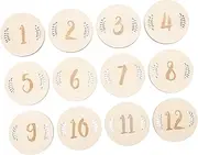 ibasenice Handmade Wooden Baby Milestone Cards Monthly Milestone Discs Photo Prop Cards for Baby Birth Announcement Sign