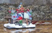 Enchanted Forest Marionette Puppets Traveling Show Christmas Village Stage Wagon