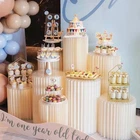 3/4X Round Plinth Cylinder Pedestal Stand Wedding Party Cake Flower Display Rack