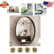 Non-Rusting Black Oval Mirror 30x22 Inch - Vertical or Horizontal Hanging