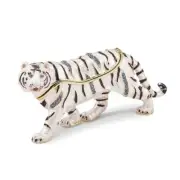 Jere Luxury Giftware, Bejeweled MALA White Tiger Trinket Box with Matching Penda
