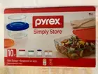 NIB Pyrex simply store 10 pc lids & clear glass storage oven MW safe