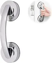 Grab Rail for Seniors - Non-Slip Shower Handle No Drilling with Strong Suction Cup for Glass Doors, Portable, Silver