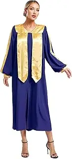 [Manyakai] Unisex Adult Choir Robe Long Sleeve Judge Robe Graduation Gown Priest Preachers Confirmation Baptism Robe Blue Medium