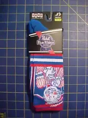 PABST BLUE RIBBON MENS CREW SOCKS. FITS MENS SHOE SIZE 8-13 NEW IN SEALED PACK