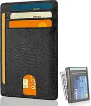 [GanYesin] Credit Card Holder for Men, RFID Front Pocket Wallet Slim Wallet with Coin Pocket PU Leather Thin Credit Card Holder for Cash and Various Cards