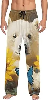 [PDZRMY] Polar Bear Sunflower Cute Pajama Pants for Men Men's Separate Bottoms, Lounge Pants with Pockets S
