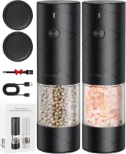 Electric Salt and Pepper Grinder Set, USB Rechargeable, Automatic Grinder 2 Pack
