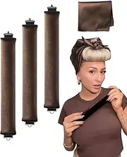 3Pcs No Hot Rollers Overnight Blowout,Heatless Hair Curler Rods,Velvet Heatless Curling No Heat Hair Curlers Overnight Curls Blowout Rod,Heatless Curling Rods Velvet Blowout Rods Flexi Rods with Turban