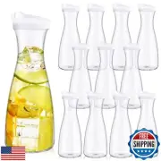 12 Packs Plastic Carafe with Lids 34 oz Clear Mimosa Juice Containers Acrylic
