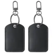 Leather Key Fob, 2Pcs Genuine Leather Key Fobs DIY Keychain Holder, Black