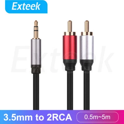 3.5mm Male To 2 RCA Aux Auxiliary Stereo Audio Y Converter Adapter 0.5M - 5M
