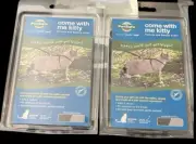 PetSafe COME WITH ME KITTY Cat Harness Bungee Leash Black/Silver Med * TWO SETS