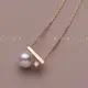 【 Renkel 】s925純銀 項鍊 珍珠項鍊 平衡木 珍珠 鋯石項鍊 鑲鋯石 吊墜鎖骨鏈 鑲鋯石 鎖骨鏈