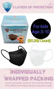 10/60 Pcs KN95 Protective 5 Layers Face Mask BFE 95% PM2.5 Disposable Kids Masks