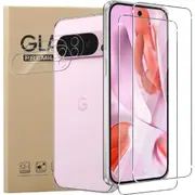 2PCS Front Tempered Glass Screen Protector + 2 PCS Camera Lens For Google Pixel 9 Pro (2024) - [2+2 Pack]
