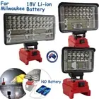 LED Work Light Torch 2 USB Camping Workshop Flashlight For Milwaukee 18V Battery