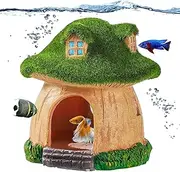 DXQCHDUO Fish House for Aquarium,Resin Fish Tank Decoration,Mushroom House Fish Cave Shrimp Hideout Shelter with Lifelike Moss,Reptiles Fish and Shrimp Shelter Landscape Cave Decor