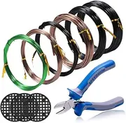 SPEEDWOX Tree Traning Wires Kit 6 Rolls with 3 Size 1mm 1.5mm 2mm Aluminum Wire Total 196.8 Feet CR-V Bonsai Wire Cutter 3pcs Round Flower Pot Hole Mesh Pad Bonsai Wire Set Bonsai Tools