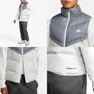 【NIKE 耐吉】背心 Windrunner 男款 灰 白 保暖 拉鍊口袋 雙向拉鍊 立領 羽絨 風衣 外套(DV1136-084)