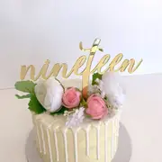 Acrylic Gold 'nineteen' Birthday Cake Topper