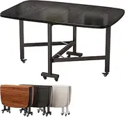 Kitchen Folding Dining Table- Wood Rectangular Drop Leaf Table Extendable Butterfly Table,Space Saving Dining Table with Moveable Wheels for Small Spaces (Color : A, Size : 120 * 70cm)