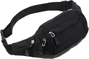 POPETPOP Adjustable Sports Waist Bag for Men Zippered Leisure Bag Oxford Fabric Compact Design