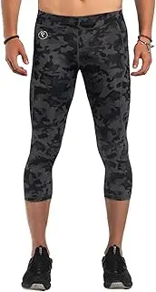 [Kapow Meggings] Men's Performance 3/4 Leggings Sports Compression with Pockets