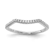 0.14ct. CZ Solid Real 14k White Gold Contoured Wedding Wedding Band Ring