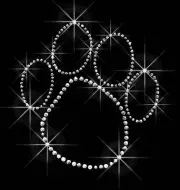 PAW PRINT OUTLINE RHINESTONE IRON ON TRANSFER HOT FIX