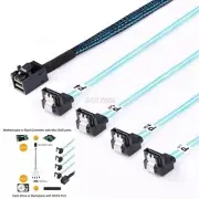 Mini SAS SFF-8643 Internal Host to Angled 4 SATA Target Hard Disk Cable SAS