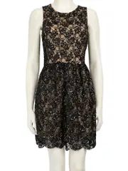 Red Valentino Black Lace Floral Sequin Mini Dress