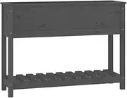 vidaXL Solid Pine Wood Planter with Shelf and Spacious Box for Planting - Grey
