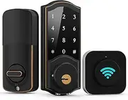 Smart Lock, Electronic Smart Door Lock with Gateway Remote Control Password Keyless APP Unlock Door Locks for Home,for Bedroom Hotel Office Apartment(Nero) FANDIAO