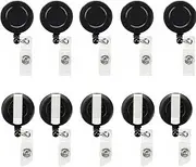 10 Pcs Retractable Badge Reel Clips Holder,Swivel Alligator Clip Retractable Badge Holder Reels,ID Card Holders with Retractable Badge Reels and Lanyard for Hanging ID Card Name Key Chain (Black)