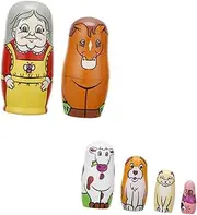 SUPVOX 6pcs Cartoon Wooden Matryoshka Dolls Colorful Nesting for Decorative Home Ornament Adorable Present with Delicate Craftsmanship and Bright Painted Colors