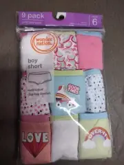 Wonder nation 9 Pack Girls Size 6 Boy Shorts Panties
