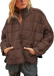 [Ameliever] Women's Quilted Puffer Jackets Lightweight Zipper Puffy Coat with Pockets