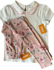 Gymboree Girls Size 6 SS White Peter Pan Collar Top & Leggings NWT