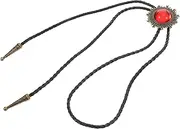 [GAROZATION] Red Bow Tie Western Denim Wave Men's Bolo Tie Necklace for Events and Everyday Wear