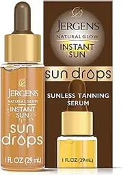 [Jergens] Natural Glow Instant Sun Drops, Sunless Tanning for Face and Body, Instant Sun Bronzing Drops, Oil Free, 1 Fl Oz