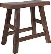 Gogogmee Rustic Wooden Stool for Bathroom Kitchen Solid Wood Step Stool for Multi Purpose Small Bench Seat for Living Shoe Changing Use Durable Friendly Design