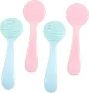 Healeved 4pcs Silicone Face Cleansing Brush Exfoliating Facial Scrubber for Deep Pore Cleansing Blackhead Removal Compact Travel Friendly Design